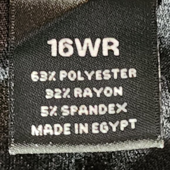 Investments II Gray Black Poly Rayon Span Straight Leg Flat Front Pants Sz 16WR - Picture 15 of 16